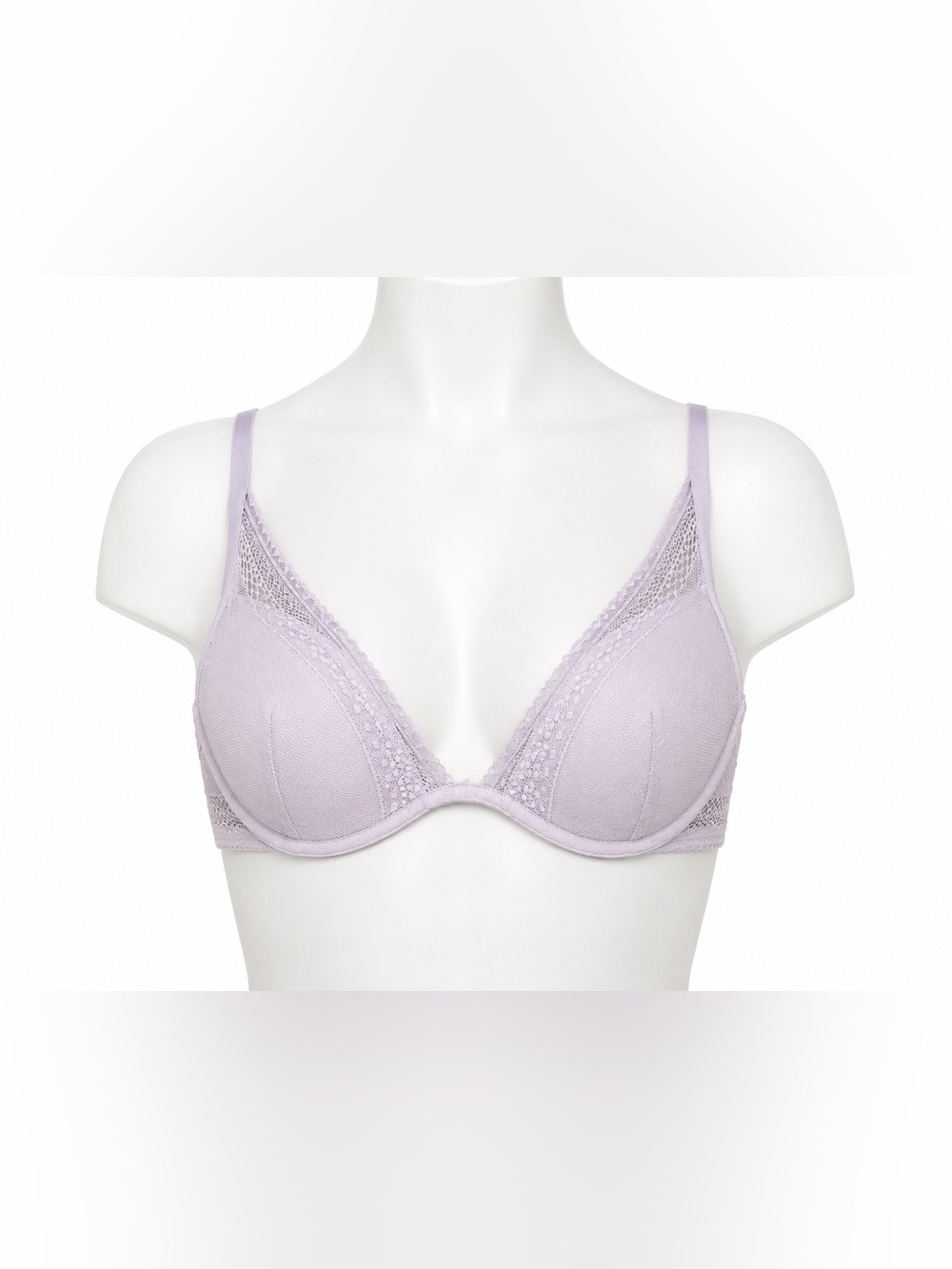 Victoria’s Secret Lavender Lace Mesh Push Up Bra 36C Underwire Plunge